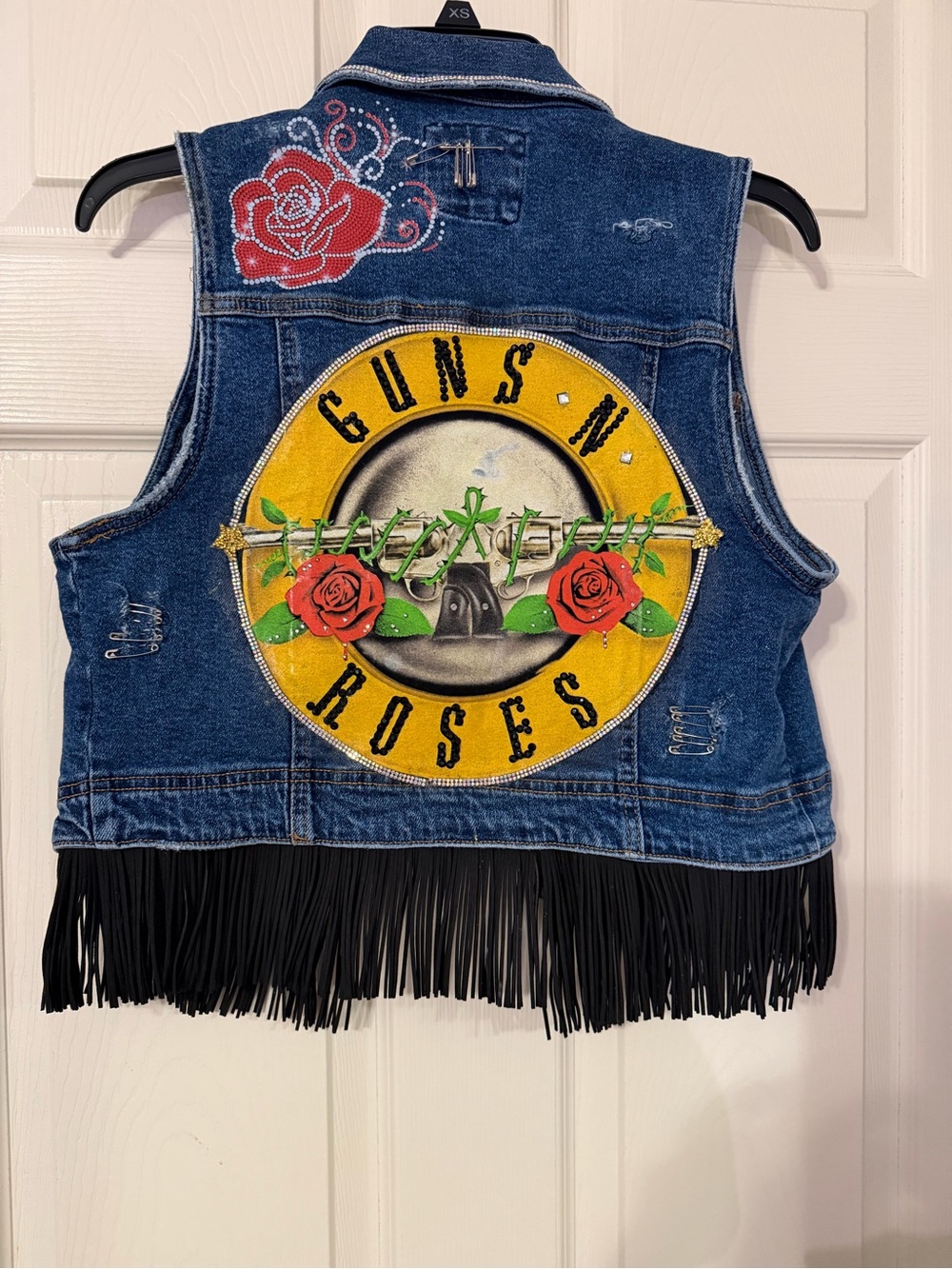 Guns and roses Jean jacket vest size large - Picture 3 of 3
